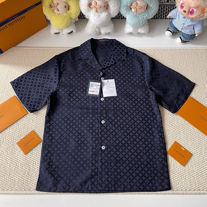 lv louis vuitton monogram jacquard short-sleeve shirt